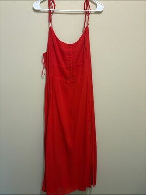 Red midi dress with slit
